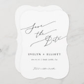 Minimalistische eenvoudige kalligrafie bruiloft save the date (Voorkant / Achterkant)