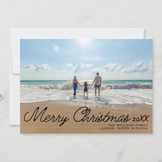 Minimalistische eenvoudige kerstscript overlay 1 f feestdagenkaart (Voorkant)