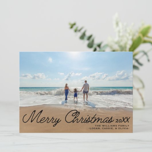 Minimalistische eenvoudige kerstscript overlay 1 f feestdagenkaart (Staand voorkant)