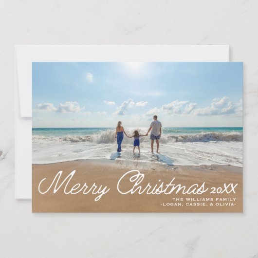 Minimalistische eenvoudige kerstscript overlay 1 f feestdagenkaart (Voorkant)