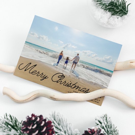 Minimalistische eenvoudige kerstscript overlay 1 f feestdagenkaart