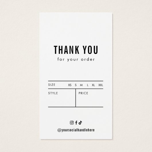 Minimalistische eenvoudige kleding Boutique Label  Visitekaartje (Achterkant)