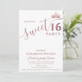 Minimalistische Eenvoudige Koele roos gouden tiara Kaart (Staand voorkant)