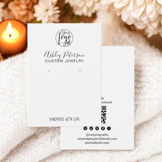 Minimalistische eenvoudige logo sieraden oorbel di visitekaartje