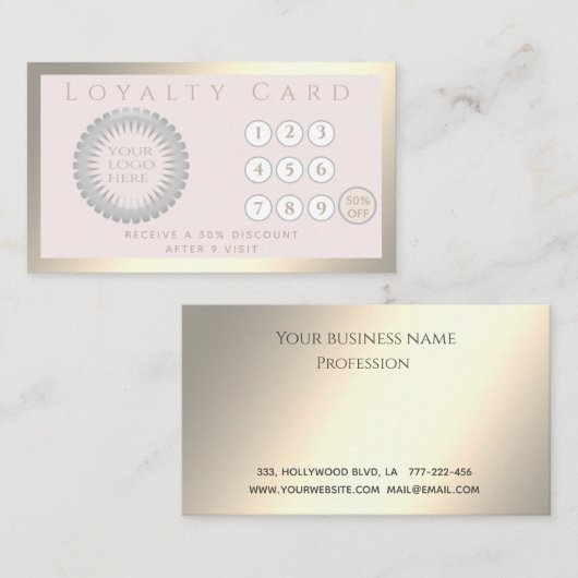 Minimalistische, eenvoudige luxe, lichtgevende log klantenkaartje (Voorkant / Achterkant)