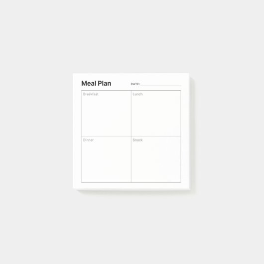 Minimalistische eenvoudige maaltijdbereiding post-it® notes (Voorkant)