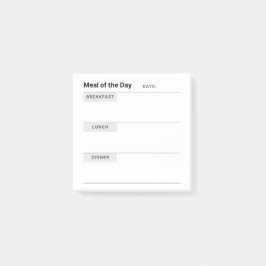 Minimalistische eenvoudige maaltijdbereiding post-it® notes