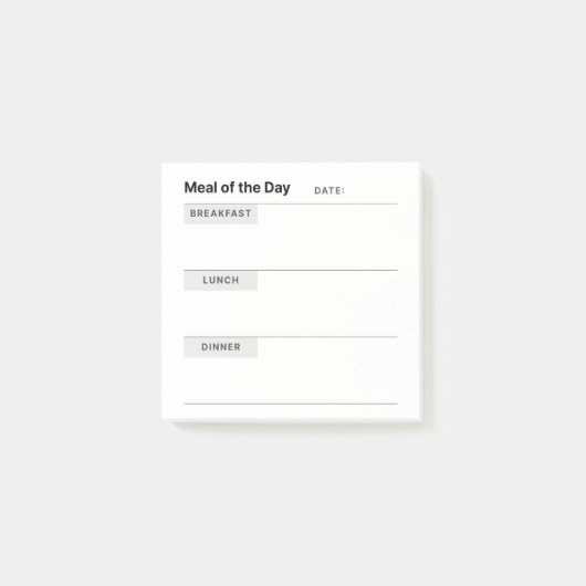 Minimalistische eenvoudige maaltijdbereiding post-it® notes (Voorkant)