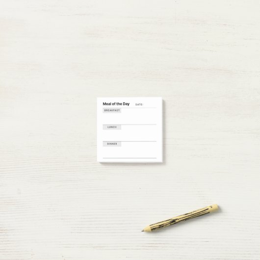 Minimalistische eenvoudige maaltijdbereiding post-it® notes (Op bureau)
