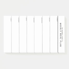 Minimalistische eenvoudige maaltijdplanning post-it® notes