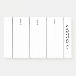 Minimalistische eenvoudige maaltijdplanning post-it® notes
