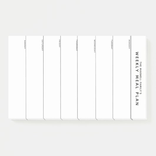 Minimalistische eenvoudige maaltijdplanning post-it® notes (Voorkant)