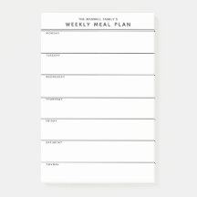 Minimalistische eenvoudige maaltijdplanning