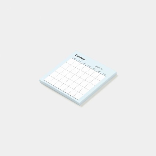 Minimalistische eenvoudige maandelijkse plannerkal post-it® notes (Schuin)