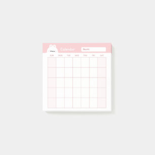 Minimalistische eenvoudige maandelijkse plannerkal post-it® notes
