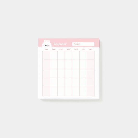 Minimalistische eenvoudige maandelijkse plannerkal post-it® notes (Voorkant)