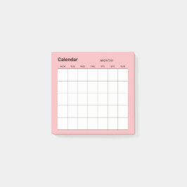 Minimalistische eenvoudige maandelijkse plannerkal post-it® notes