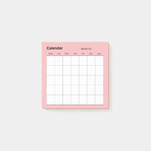 Minimalistische eenvoudige maandelijkse plannerkal post-it® notes (Voorkant)