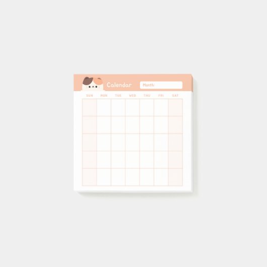 Minimalistische eenvoudige maandelijkse plannerkal post-it® notes (Voorkant)
