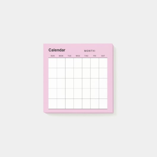 Minimalistische eenvoudige maandelijkse plannerkal post-it® notes (Voorkant)