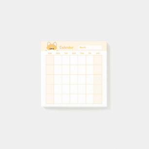 Minimalistische eenvoudige maandelijkse plannerkal post-it® notes