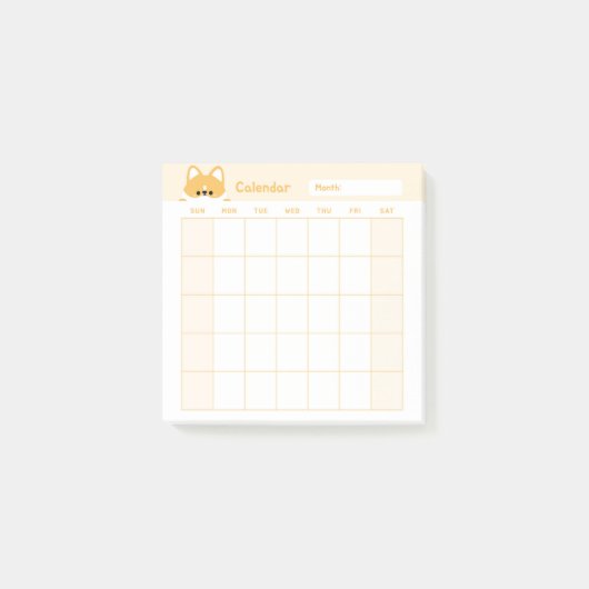 Minimalistische eenvoudige maandelijkse plannerkal post-it® notes (Voorkant)