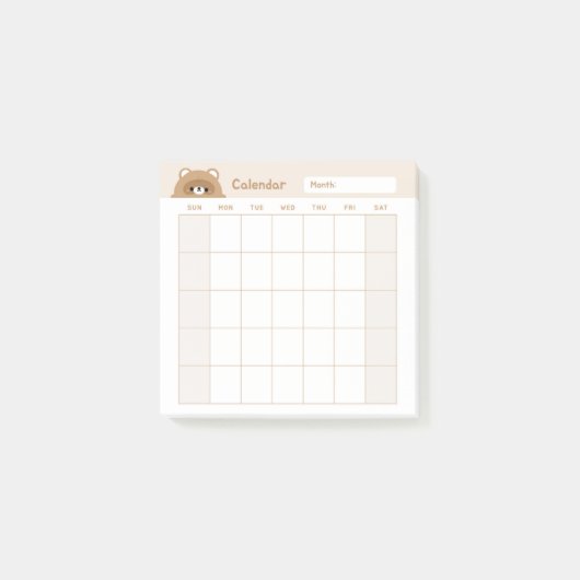 Minimalistische eenvoudige maandelijkse plannerkal post-it® notes (Voorkant)