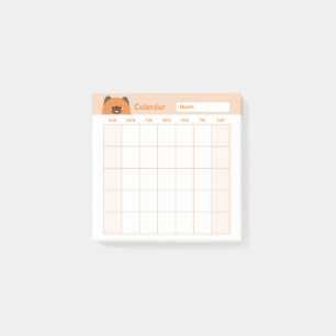 Minimalistische eenvoudige maandelijkse plannerkal post-it® notes