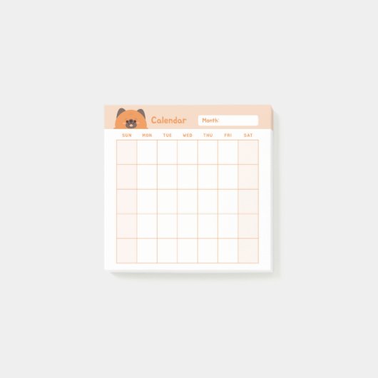 Minimalistische eenvoudige maandelijkse plannerkal post-it® notes (Voorkant)
