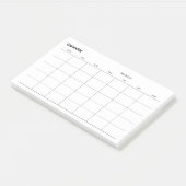 Minimalistische eenvoudige maandelijkse plannerkal post-it® notes (Schuin)