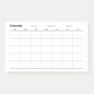 Minimalistische eenvoudige maandelijkse plannerkal post-it® notes