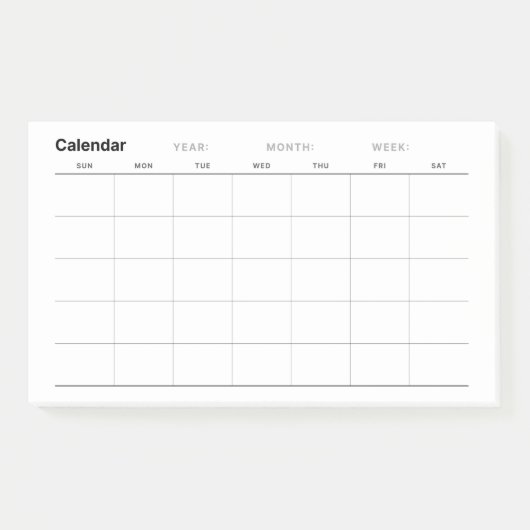 Minimalistische eenvoudige maandelijkse plannerkal post-it® notes (Voorkant)