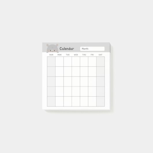 Minimalistische eenvoudige maandelijkse plannerkal post-it® notes (Voorkant)