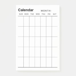 Minimalistische eenvoudige maandelijkse plannerkal post-it® notes