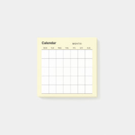 Minimalistische eenvoudige maandelijkse plannerkal post-it® notes