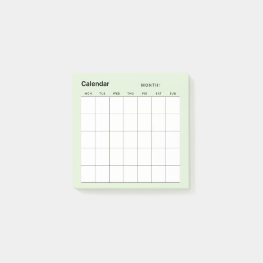 Minimalistische eenvoudige maandelijkse plannerkal post-it® notes (Voorkant)