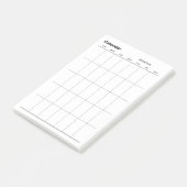 Minimalistische eenvoudige maandelijkse plannerkal post-it® notes (Schuin)