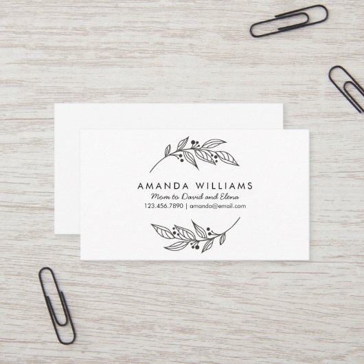 Minimalistische eenvoudige mama Kaart / mama visit Visitekaartje (Voorkant / Achterkant in situ)