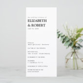 Minimalistische eenvoudige moderne bruiloft ceremo programmakaart (Staand voorkant)