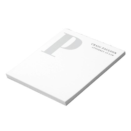 Minimalistische Eenvoudige Moderne Grijze Monogram Notitieblok (Linkerzijde)