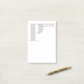 Minimalistische Eenvoudige Moderne Grijze Monogram Post-it® Notes (Op bureau)