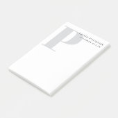 Minimalistische Eenvoudige Moderne Grijze Monogram Post-it® Notes (Schuin)