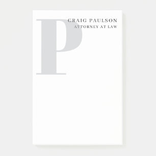 Minimalistische Eenvoudige Moderne Grijze Monogram Post-it® Notes