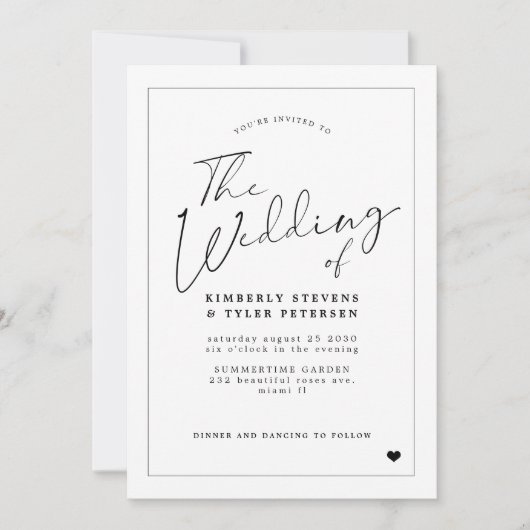 Minimalistische eenvoudige moderne kalligrafie bru kaart (Voorkant)