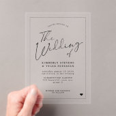 Minimalistische eenvoudige moderne script bruiloft acryl uitnodigingen (Insitu (Draagbaar))