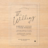 Minimalistische eenvoudige moderne script bruiloft acryl uitnodigingen (Voorkant)