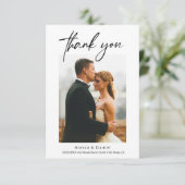 Minimalistische Eenvoudige Moderne Script trouwfot Bedankkaart (Staand voorkant)