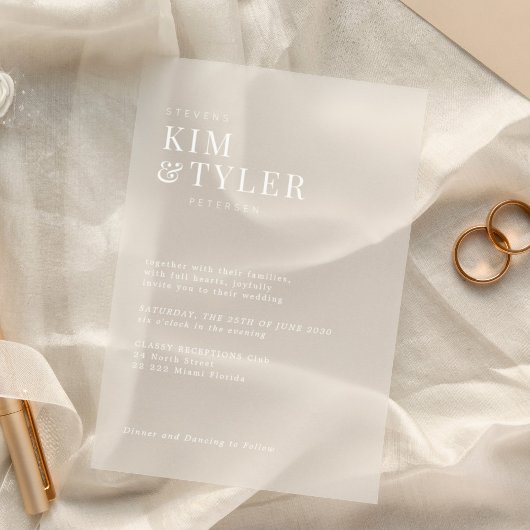 Minimalistische eenvoudige moderne typografie brui acryl uitnodigingen