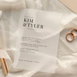 Minimalistische eenvoudige moderne typografie brui acryl uitnodigingen