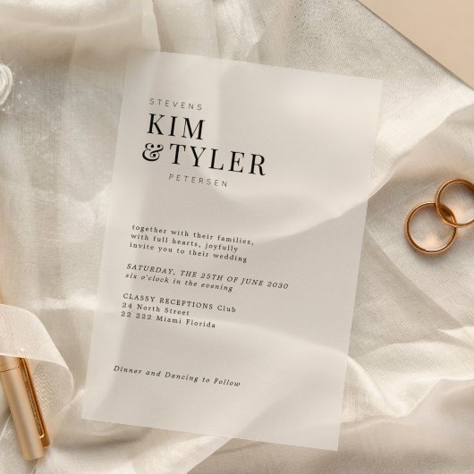 Minimalistische eenvoudige moderne typografie brui acryl uitnodigingen